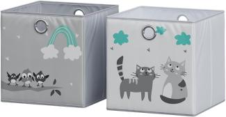 Faltbox Grau (Katzen & Vögel) 30 x 30 cm (Motiv Katzen & Vögel) Vicco