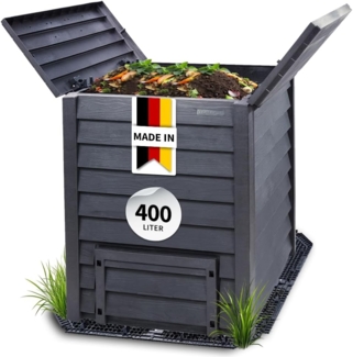 GARANTIA Thermokomposter Thermo Wood Komposter Kunststoff anthrazit-braun 400 L inkl Bodengitte, 400 l
