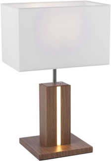 LED Tischleuchte, CCT, dimmbar, Holzoptik, weiß, H 48cm