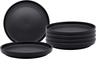 Spetebo Teller Feinkeramik Teller mit Rand schwarz matt - 6er Set, (1 St), für Backofen und Mikrowelle geeignet