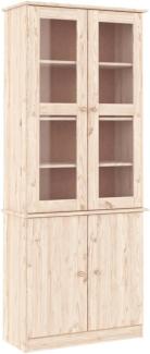 Vitrinenschrank ALTA 77 x 35 x 186,5 cm Massivholz Kiefer (Farbe: Braun)