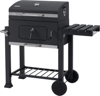 tepro Holzkohlegrill (Grillwagen) Toronto Click, Grillfläche: ca. 56x41,5 cm, mit Deckel, Edelstahl-Griff, Grillrost und Thermometer, Auf- und Abbau ohne Schrauben, Maße ca. 115 x 67 x 107 cm