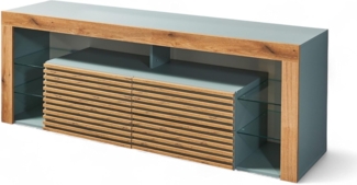 Goal 2 TV-Lowboard mit LED-Beleuchtung in Salbei, Evoke Eiche Optik - TV Schrank mit viel Stauraum für Ihr Wohnzimmer - 179 x 67 x 44 cm (B/H/T)