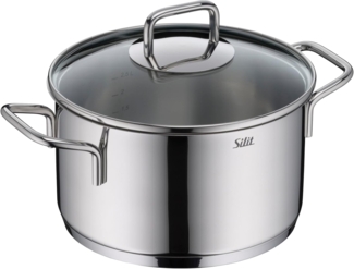 Silit Kochtopf Extra Cook, mit Glasdeckel, Edelstahl 18/10 (2-tlg), SiliTherm Universalboden, induktionsgeeignet, spülmaschinengeeignet