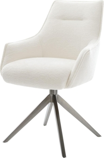 Drehstuhl Alja-Flex mit Armlehnen Bouclé Soft Beige Kreuzgestell breit Graphit 360° drehbar Wippfunktion Taschenfederkern