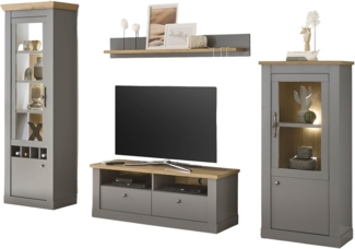 Wohnwand Rideau in grau und Eiche Artisan 291 cm
