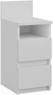 Vicco Nachtschrank Monty, Weiß, 25 x 59.1 cm mit 2 Schubladen