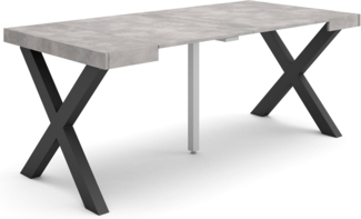 Skraut Home | Ausziehbarertisch | Multifunktionaler ausziehbarer | 180 | Für 8 Gäste | Massivholz Beine | Moderner Stil | Zement