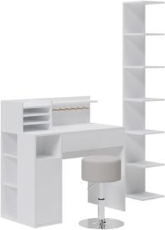 Vicco Schreibtisch, Weiß, 3 Teile, mit Bücherregal und Hocker