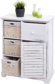 Kommode HWC-H21, Massiv-Holz, Korb-Schublade, 80 x 60 x 30 cm ~ shabby weiß