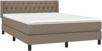 vidaXL Boxspringbett mit Matratze Taupe 140x190 cm Stoff 3129949