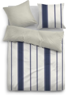Tom Tailor Melange Flanell-Wendebettwäsche Streifen Größe 155x220 cm 80x80 cm blau