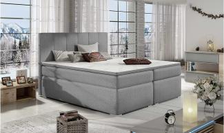 Stylefy Jupiter Boxspringbett Hellgrau Strukturstoff INARI 160x200 cm