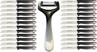 SMI Schälmesser Solingen 24-tlg Schälmesser mit Sparschäler Obstmesser Gemüsemesser, Küchenmesser Wellenschliff