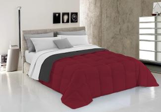 Italian Bed Linen Wintersteppdecke Elegant, Bordeaux/Dunkelgrau, Einzelne, 100% Mikrofaser, 170x260 cm