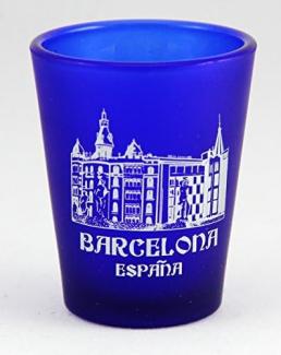 Barcelona Spain Cobalt Blue Frosted Shot Glass by World By Shotglass