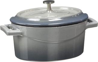 Pentole Agnelli Slowcook Kasserolle oval mit 2 Griffen, aus Gusseisen 0. 4 litri grau