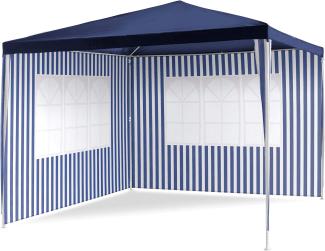 PE-Pavillon Partyzelt mit 2 Seitenteilen für Garten Terrasse Markt Camping Festival als Unterstand und Plane, wasserdicht 3 x 3 m blau