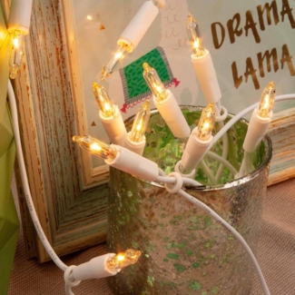 Hellum Lichterkette innen strombetrieben, mini Lichterkette 10er Birnen klare warme Lichter, beleuchtete 1,35m, Kabel weiß Lichterkette 10 lichter mit Stecker für Weihnachten 831184