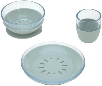 Lässig Kindergeschirr-Set Glas mit Silikonuntersatz 3-tlg. Blau