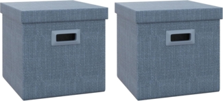 HOMCOM Truhe Faltbare Aufbewahrungsbox, 2er-Set (stapelbare Aufbewahrungswürfel aus Stoff, 2 St, 30 x 30 x 29 cm), Blau