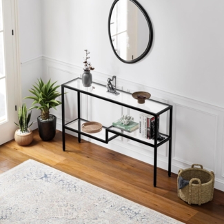 Konsolentisch Videnel mit Glasplatte 120x30x76 cm Schwarz [en. casa]