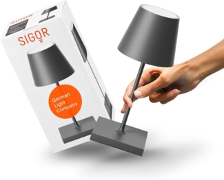 SIGOR LED Tischleuchte Akku-Tischleuchte, Dimmbar, LED fest integriert, Warmweiß