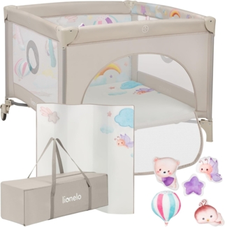 lionelo Laufgitter MILLE PLUS (Set mit Lernmatte und Tragetasche), Matratze/Spielzeug/Lernmatte/Reißverschluss-Eingang/Rollen