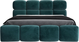 Polsterbett MONAKO 180x200 mit Matratze, Bettkasten und Lattenrost. Farbe: Minze 13