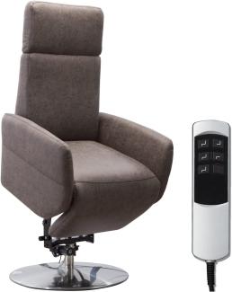 Cavadore TV-Sessel Cobra mit 2 E-Motoren und Aufstehhilfe / Elektrischer Fernsehsessel mit Fernbedienung / Relaxfunktion, Liegefunktion / bis 130 kg / S: 71 x 108 x 82 / Lederoptik Dunkelbraun