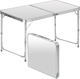 Klappbarer Multifunktionstisch Mehrzwecktisch Campingtisch Klapptisch Markttisch höhenverstellbarer Tapeziertisch Beistelltisch zum Campen im Garten für Festivalls Märkte und mehr (Weiß: 120x60 cm)