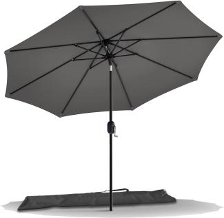 VOUNOT Sonnenschirm 270 cm mit Kurbelvorrichtung, Knickbar, Sonnenschutz UV-Schutz, Balkonschirm Gartenschirm Marktschirm mit Schutzhülle, Grau