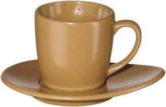 ASA Selection Cuba Ocra Espressotasse mit Unterer, Espresso Tasse, Kaffeetasse, Untertasse, Steinzeug, Gelb, 60 ml, 1231429