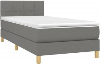 vidaXL Boxspringbett mit Matratze & LED, Stoff, dunkelgrau, 100x200 cm