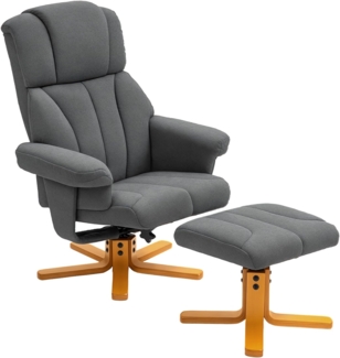 HOMCOM Relaxsessel mit Liegefunktion, bis 150 kg belastbar (Liegesessel mit Hocker, 2-St, Fernsehsessel), für Wohnzimmer, Schlafzimmer, 79 x 80 x 104cm, Dunkelgrau