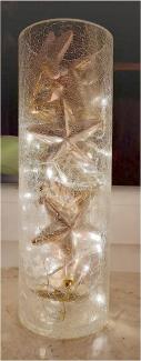 LED Vase Zylinder Crackle Glas Lichterkette Lampe Leuchte Stimmungsleuchte Deko