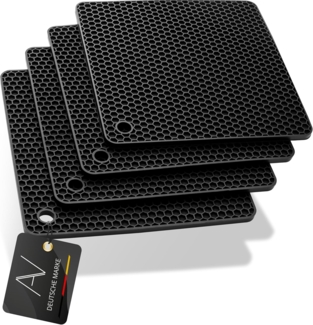 AVANA Topfuntersetzer Silikon Untersetzer Multifunktional Pfannenuntersetzer Topflappen, Zubehör für Töpfe, Pfannen, Auflaufformen, 4er Set, Hitzebeständig, Wabenmuster, Schwarz