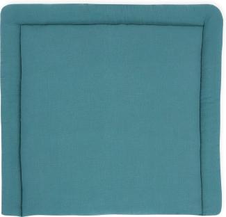 KraftKids Wickelauflage in Musselin nilblau, Wickelunterlage 85x75 cm (BxT), Wickelkissen