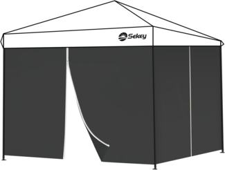 Sekey 2PCS Seitenwände für Pavillon 3x3 Wasserdicht Winterfest, Seitenwände für Pavillon Partyzelt Gartenzelt 3x3 m, 1 Fenster 1 Tür, Grau (Schwarz, 2 Türen)