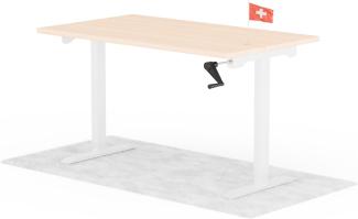 manuell höhenverstellbarer Schreibtisch EASY 140 x 60 cm - Gestell Weiss, Platte Eiche