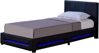 Home Deluxe Polsterbett mit LED-Beleuchtung 'ASTEROID' Schwarz 90x200 cm, mit Matratze