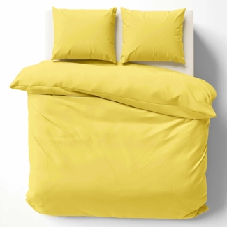 Cotton Castle Bettwäsche Bettgarnitur Bettbezug 100% Baumwolle 135x200 155x220 200x200 200x220, Farbe:Gelb, Größe:200x220 cm