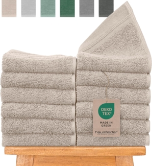 Hausfelder Gästehandtücher Hausfelder Gästehandtücher 12er Set, 50x30 cm, Farbe: Beige, (Set, 12-St), 100% Baumwolle, weich, saugfähig, Uni-Farben