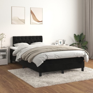 vidaXL Boxspringbett mit Matratze Schwarz 120x200 cm Samt, Härtegrad: H2 [3141475]