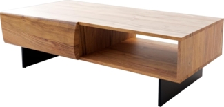 Couchtisch New Live-Edge 115x60 cm Akazie Natur 2 Schubladen 1 Fach Fuß schwebend Metall Schwarz