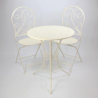 Bistro-Set "White Romance" 3tlg. Sitzgruppe Garten Terrasse Tisch Stühle Balkon