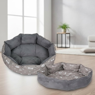 Katzenbett Hundebett Hundesofa Rund Ø60cm Grau Hundekissen Wendekissen Haustierbett Katzenliege Katzenschlafplatz Tierbett