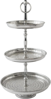riess-ambiente Dekoetagere ORIENT 50cm silber (Einzelartikel, 1 St), Wohnzimmer · Metall · 3-stöckig · Obst-Platte · Hammerschlag · Deko