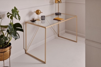 Jahnke Glasschreibtisch Glam Desk KLARGLAS/Gold