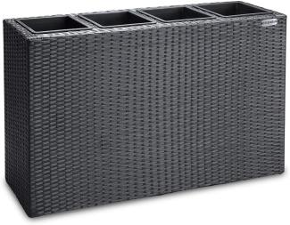 Casaria Pflanzkübel, 4 Innentöpfe Herausnehmbar Polyrattan 95 x 27 x 60 cm Blumentopf Schwarz